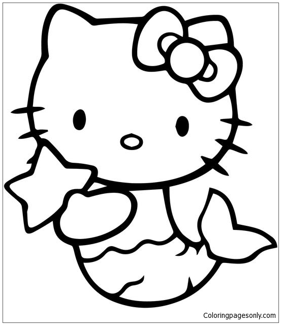 Hello Kitty Mermaid 2 Coloring Pages