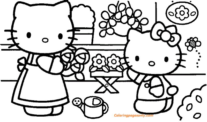Hello Kitty Mothers Day Coloring Page