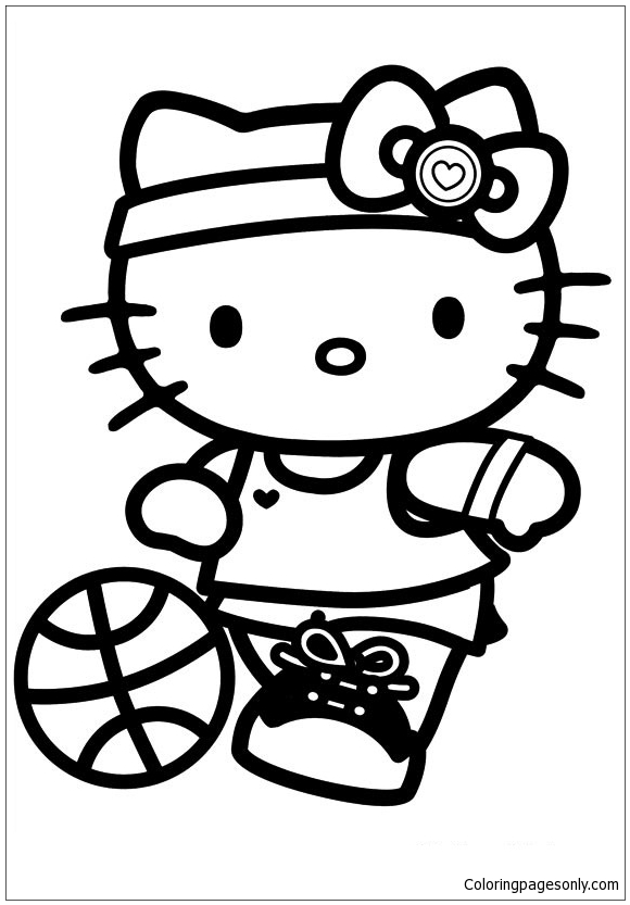 Hello Kitty Playing Sports Coloring Pages