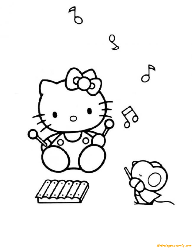 Hello Kitty tocando música da Hello Kitty