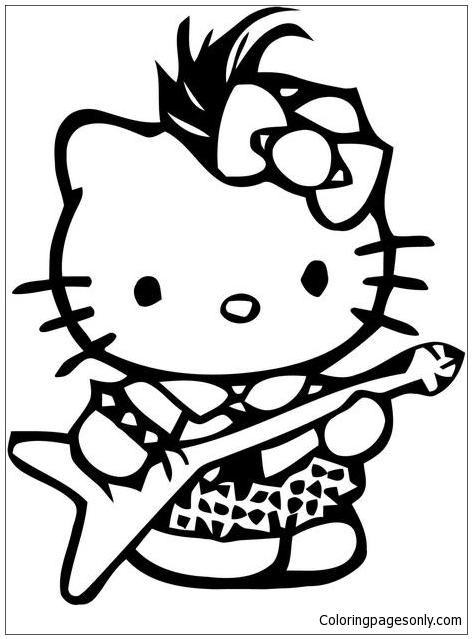 Hello Kitty Punk Rock Emo 1 Coloring Pages - Cartoons Coloring Pages
