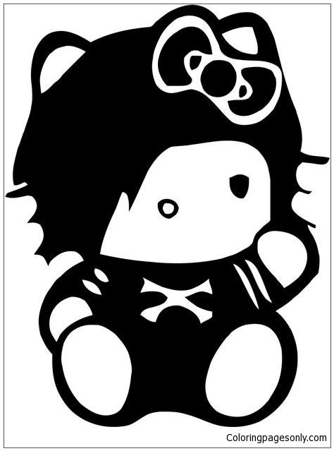 Hello Kitty Punk Rock Emo Coloring Pages - Cartoons Coloring Pages