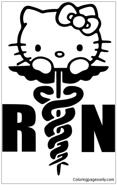 Hello Kitty RN Nurse Coloring Page