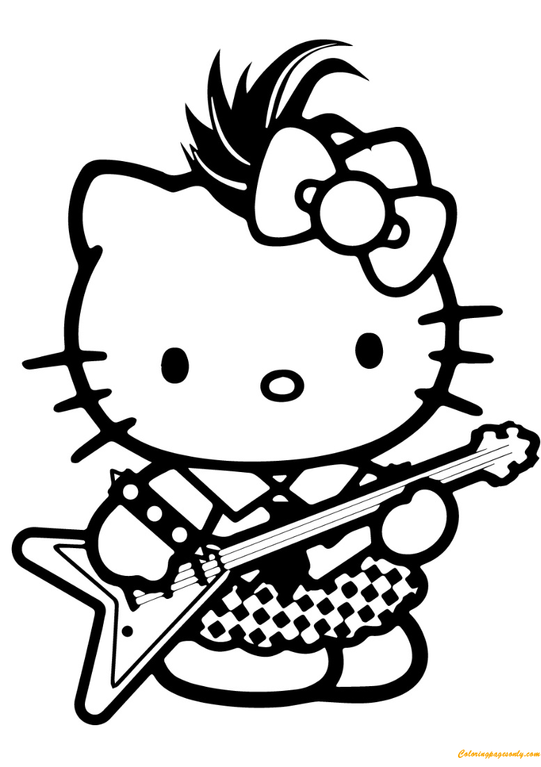 Hello Kitty Rockstar Coloring Pages