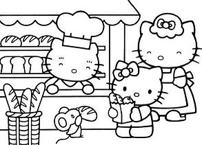 Hello Kitty Shopping Bread Coloring Pages