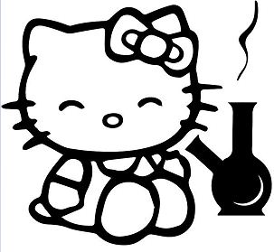 Hello Kitty Smoking Bong Coloring Page