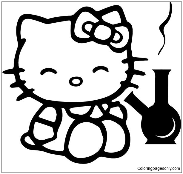 Download Hello Kitty Smoking Bong Coloring Page - Free Coloring ...