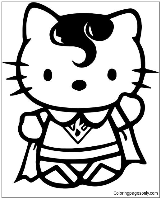 Hello Kitty Superman Coloring Pages