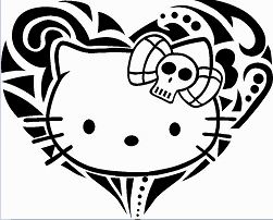 Hello Kitty Tattoo Coloring Page