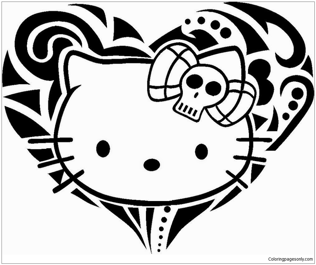 Hello Kitty Tattoo Coloring Pages