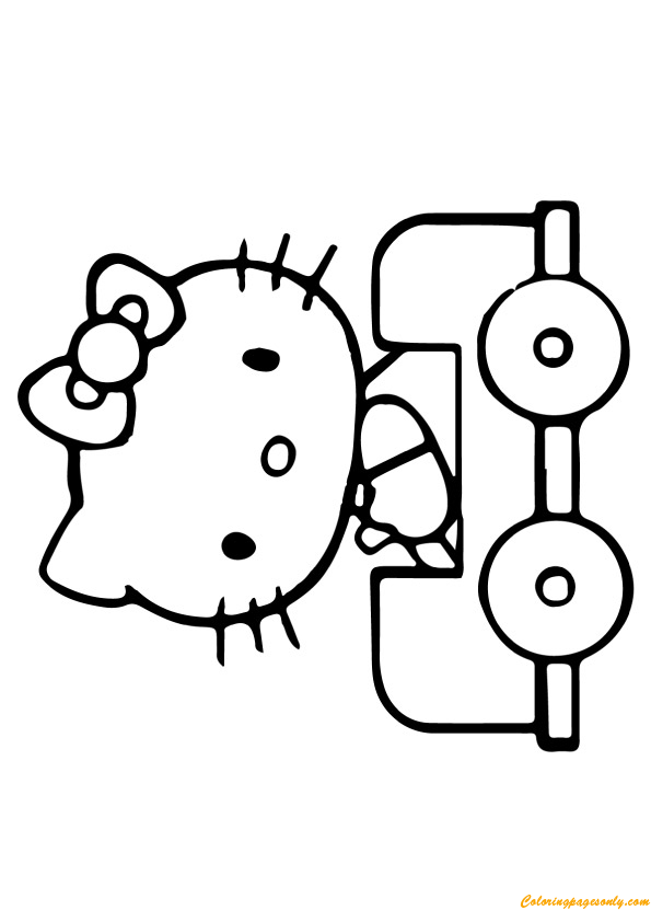 Hello Kitty Traveling In A Car Coloring Pages - Cartoons Coloring Pages