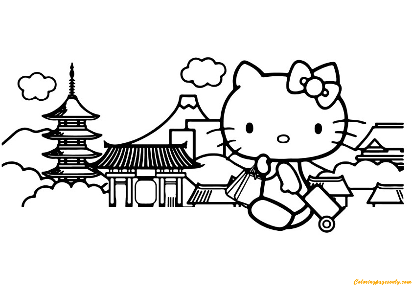 Hello Kitty Traveling Coloring Pages