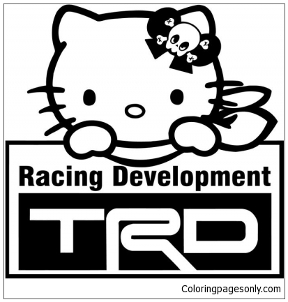 Hello Kitty TRD Toyota Coloring Page