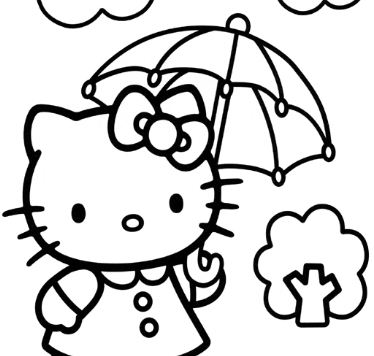 Hello Kitty Umbrella Coloring Page