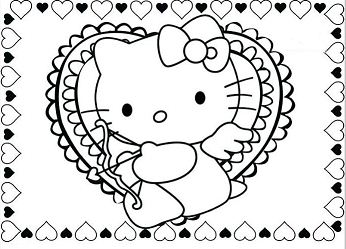 Hello Kitty Valentine Coloring Page