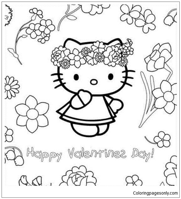 hello kitty valentines day coloring pages