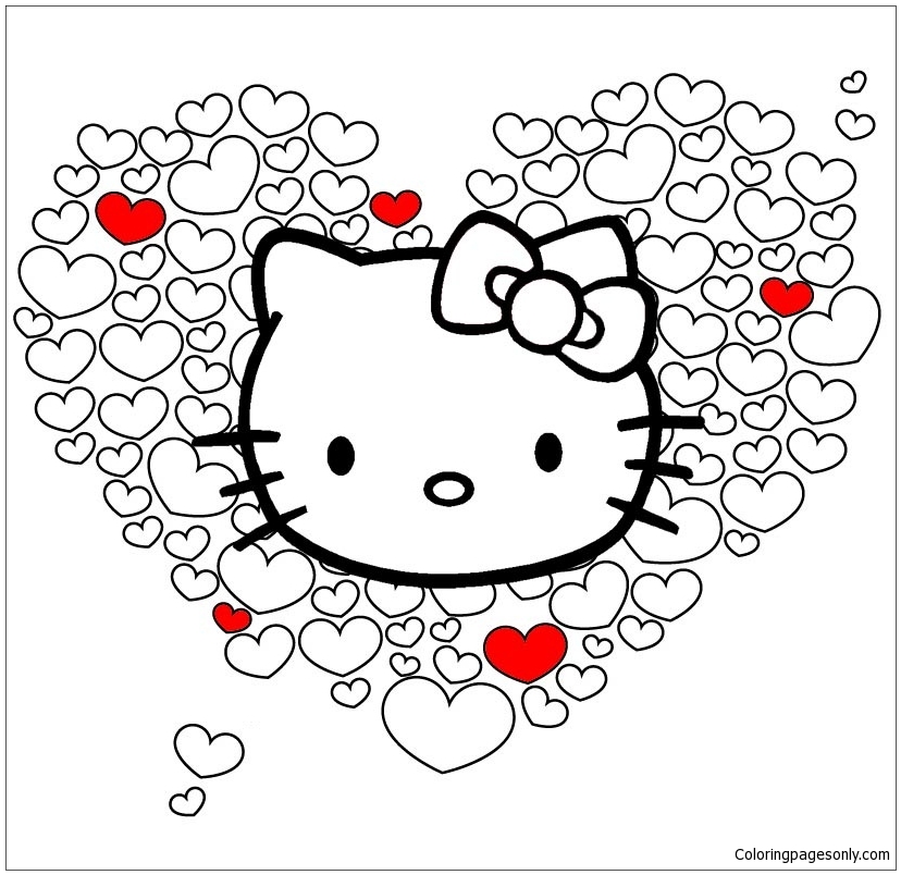 Hello Kitty Valentine Heats Coloring Pages
