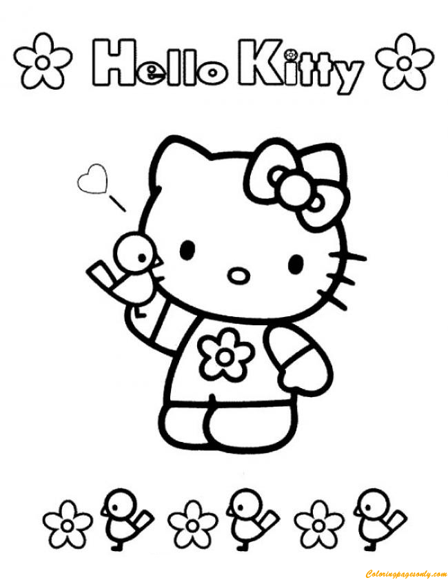 Hello Kitty With A Bird Coloring Pages - Cartoons Coloring Pages ...