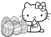 Hello Kitty with Easter egg Coloring Page