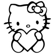 Hello Kitty with Heart Coloring Page