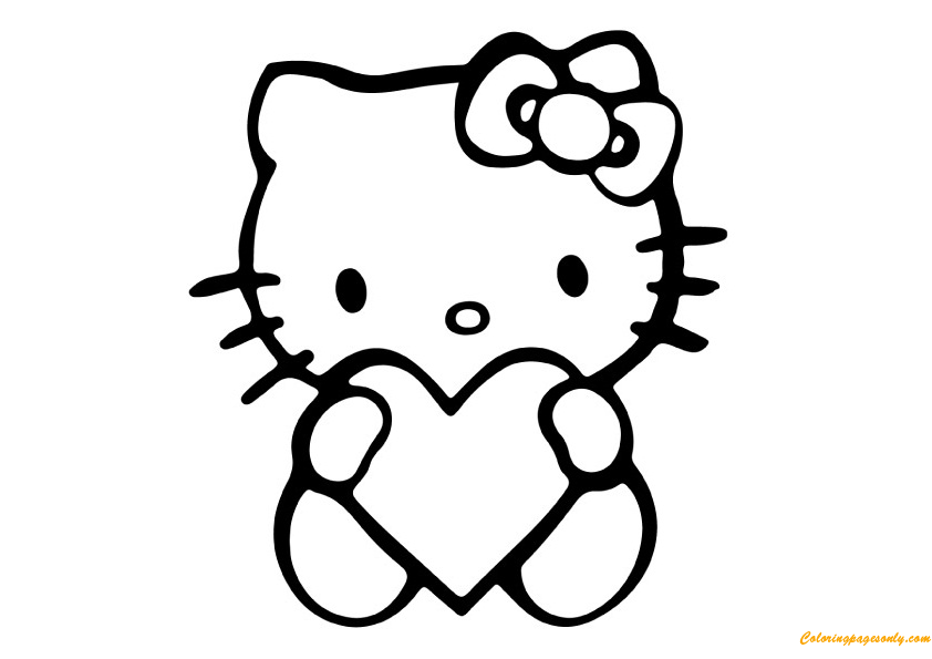 Hello Kitty with Heart Coloring Pages