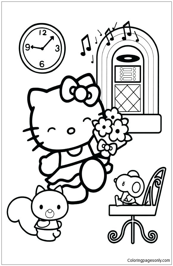 Hello Kitty With Her Friends 2 Coloring Page - Free Printable Coloring