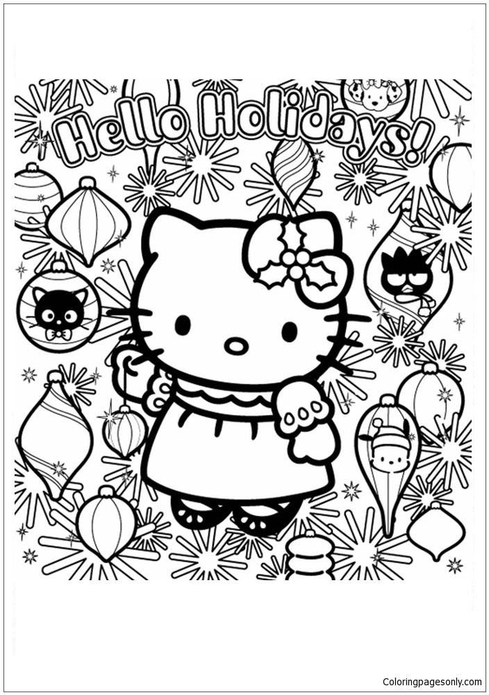 Hello Kitty With Holidays Coloring Pages