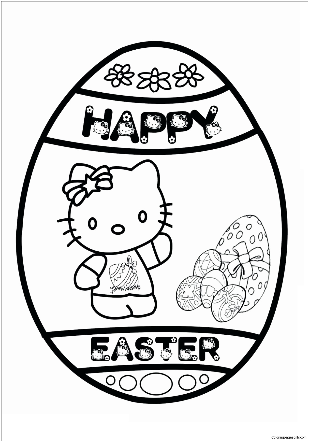 Hello Kitty With Religious Easter Coloring Pages