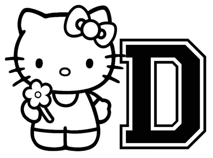 Hello Kitty With The Alphabet D Coloring Page