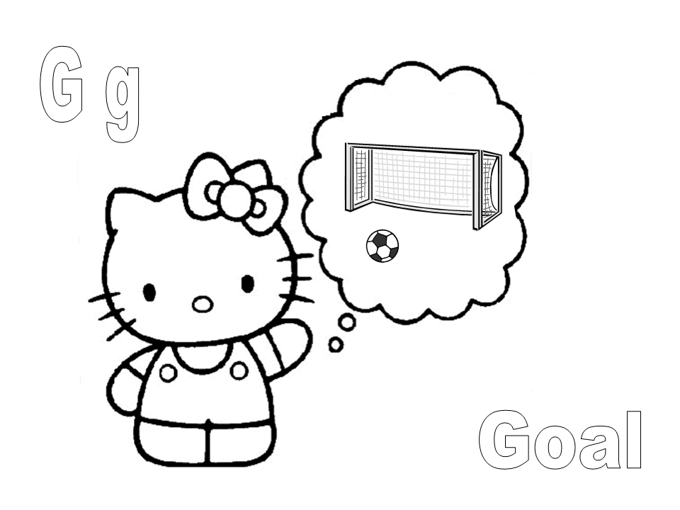 Hello Kitty with the letter G is for Goal Coloring Pages