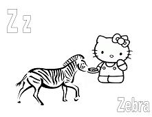 Hello Kitty with the letter Z is for Zebra Coloring Pages