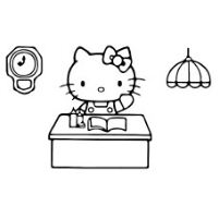 Hello Kitty Working In The Office Coloring Pages