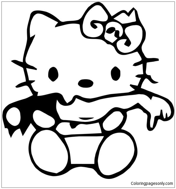 Hello Kitty Zombie Coloring Pages