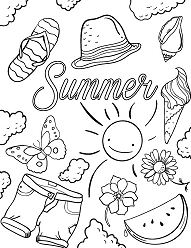 Olá, página para colorir de verão