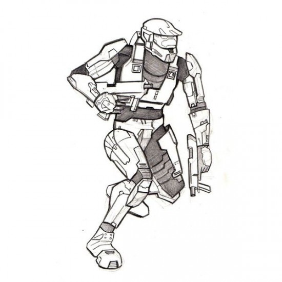 Hero Halo Holding Guns Coloring Pages