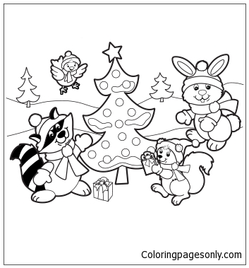 Holiday Scene Coloring Page