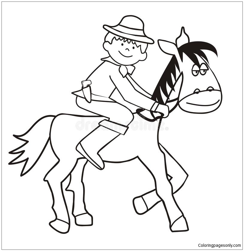 Horse And Cowboy Coloring Pages
