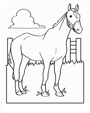 Horse At The Farm Coloring Pages