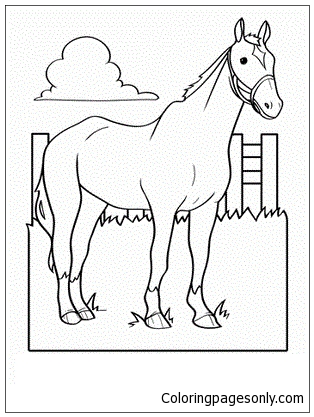 cena de fazenda de ilustração para colorir infantil com cavalos 8385326  Vetor no Vecteezy