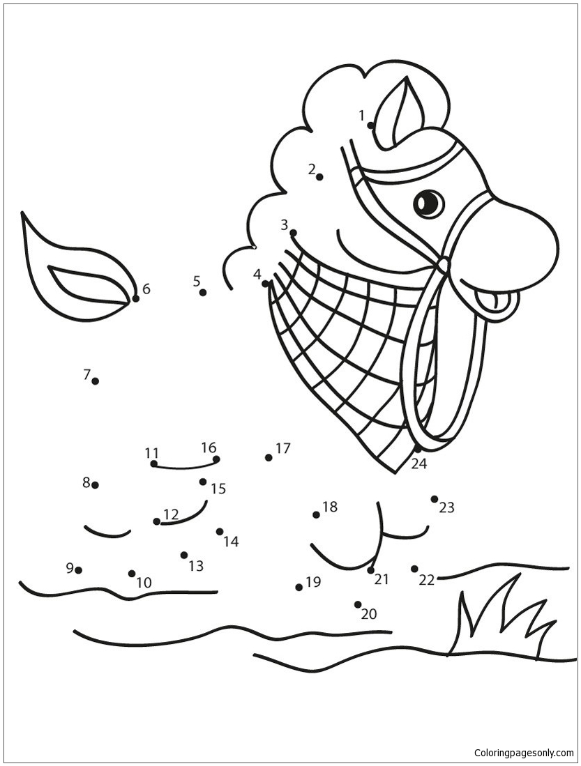 Horse Dot To Dot Game Coloring Page - Free Printable Coloring Pages