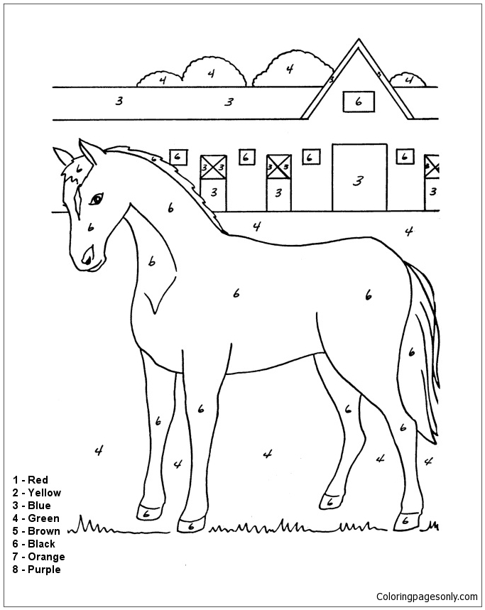 Лошадь на ферме и конюшне от лошади