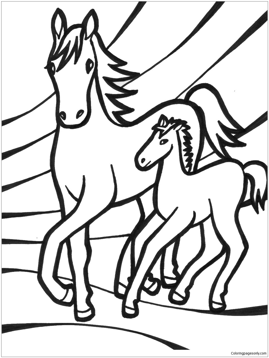 Horse Lovely Coloring Page