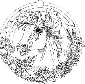 Раскраска Лошадь Мандала