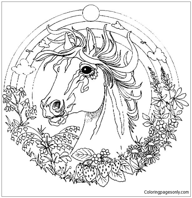 Mandala de Cavalo para Colorir