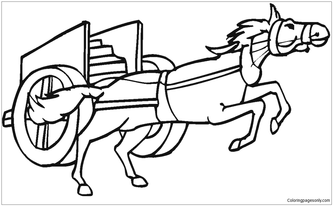 Лошадь тянет колесницу с лошади