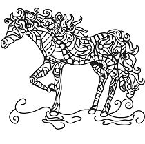 Horse Zentangle Coloring Page