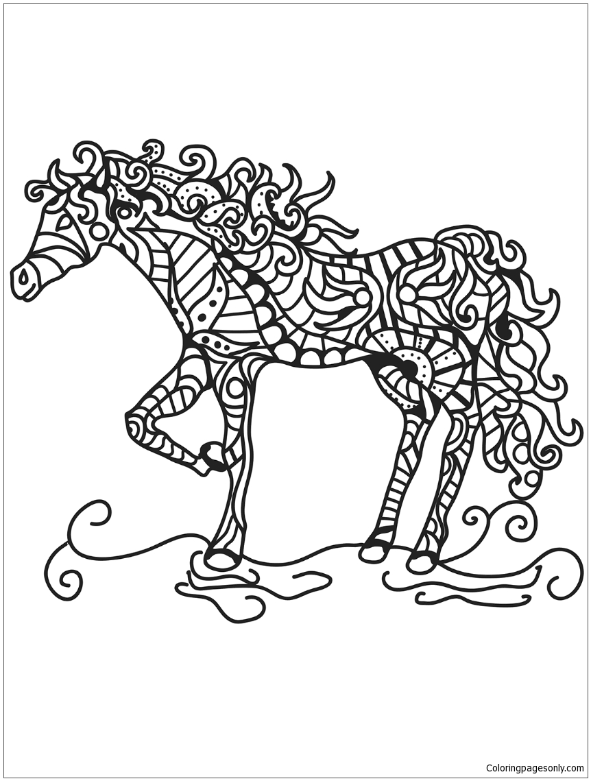 Horse Zentangle Coloring Page - Free Printable Coloring Pages