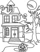 House Halloween Coloring Page