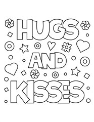 Hugs And Kiss Coloring Pages
