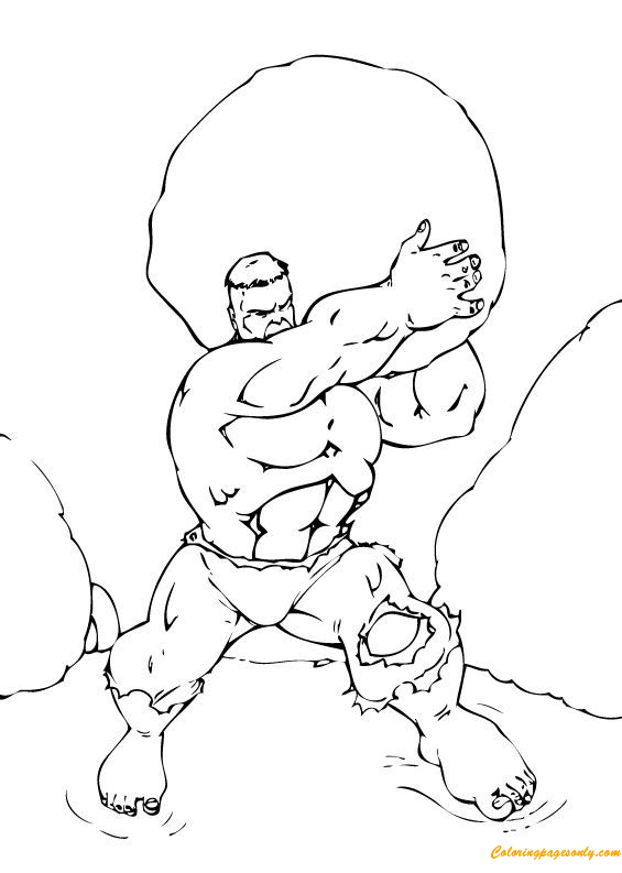 Hulk Lift Heavy Stone Coloring Page